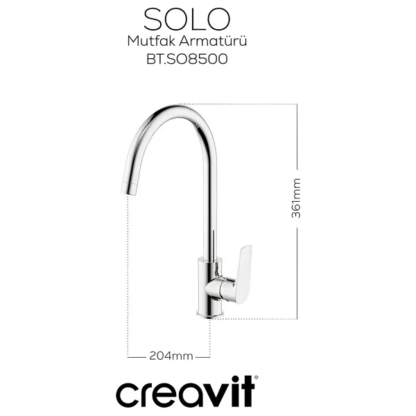 Creavit Solo Krom Mutfak Eviye Bataryası So8500 - Görsel 3