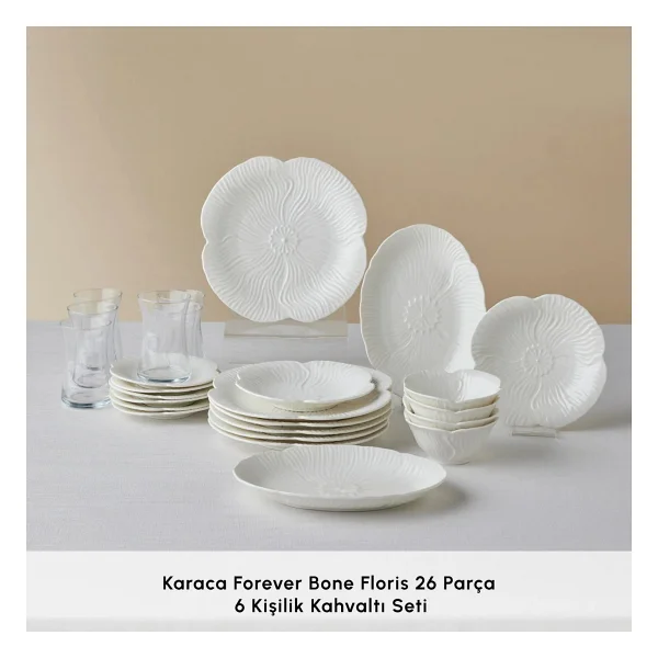 Karaca Forever Bone Floris 26 Parça 6 Kişilik Kahvaltı Takımı - Görsel 4