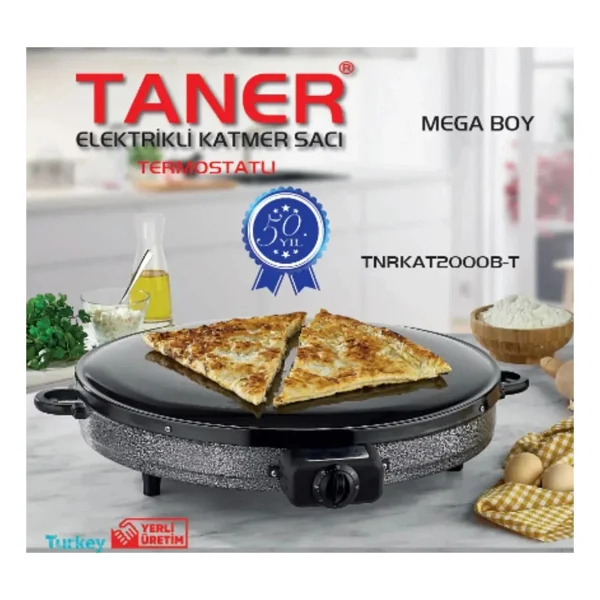 Taner Tnrkat2000b Büyük Boy Termostatlı Elektrikli Katmer Gözleme Sacı - Görsel 3
