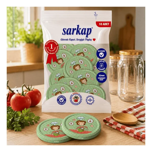 Sarkap Hijyenik Paketli 10'lu 82 Mm Kapak - Aşçı Kadın Seri - Yeşil - Görsel 2