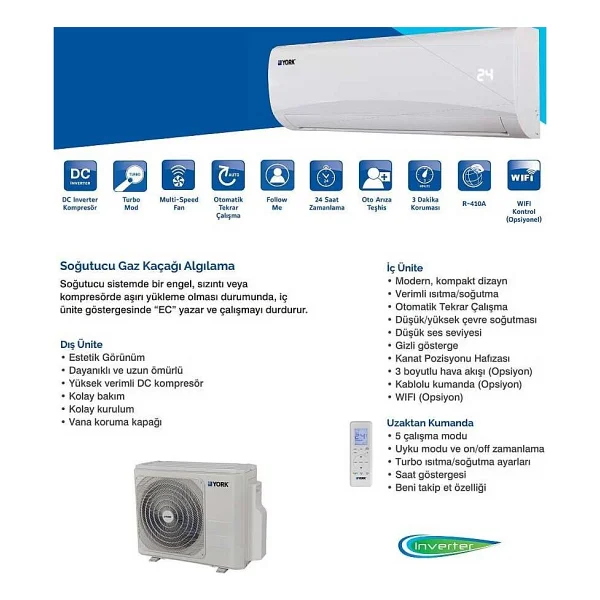 York Monterosa Yhkf09yeebmjo-X 9000 Btu Duvar Tipi Inverter Klima - Görsel 9
