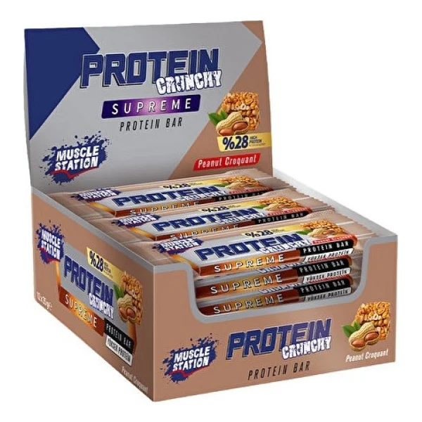Muscle Station Supreme Crunchy Protein Bar 35 Gr 12 Adet - Yer Fıstığı Krokan - Görsel 2
