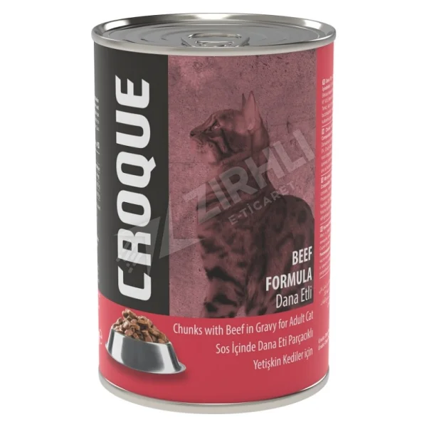 Croque 2 ADET Croque Dana Etli Konserve Yetişkin Kedi Maması 400 Gr - Görsel 2