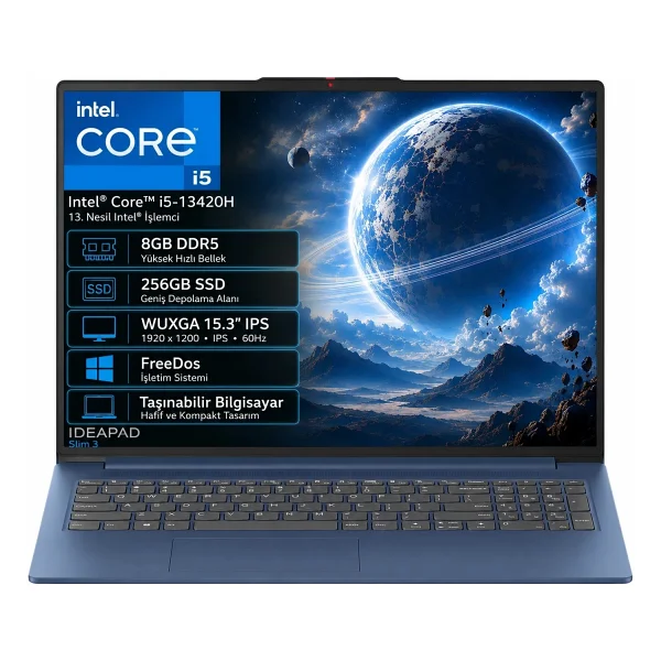 Lenovo Ideapad Slim 3 15ırh10 83k10062tr İ5-13420h 8 GB 256 GB SSD UHD Graphics 15.3" Wuxga Notebook - Görsel 10