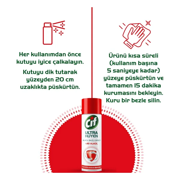 Cif Ultra Hijyen 200 Ml Alkol Bazlı Sprey - Görsel 7