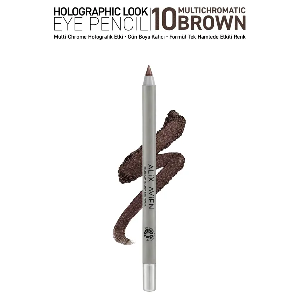 Alix Avien Suya Dayanıklı Kalıcı Holografik Işıltılı Göz Kalemi -Holographic Eye Pencil 10 Multichromatic Brown - Görsel 8