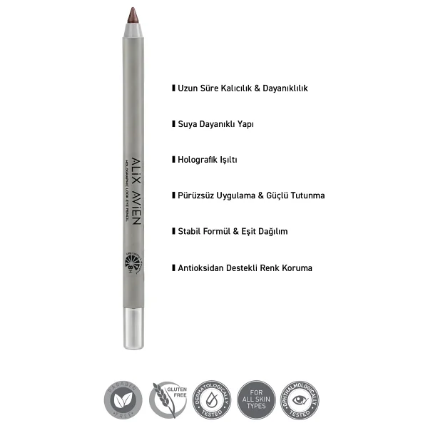 Alix Avien Suya Dayanıklı Kalıcı Holografik Işıltılı Göz Kalemi -Holographic Eye Pencil 10 Multichromatic Brown - Görsel 3
