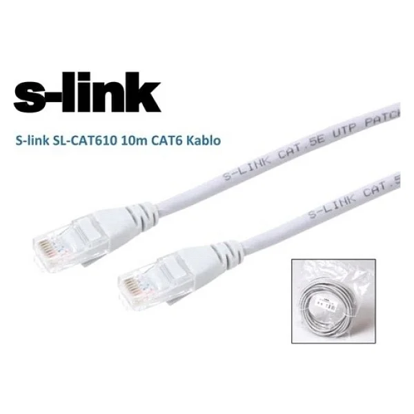 S-Link Sl-Cat610 Utp 10 M Gri Cat6 Patch Kablo - Görsel 6
