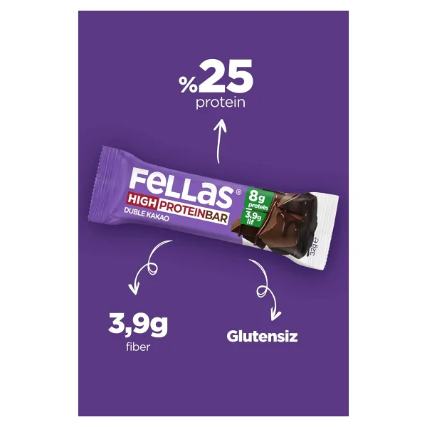 Fellas Protein Bar (32 G) Süper İkili Kutu - 24 Adet (Duble Kakaolu X 12 + Fındıklı Ve Kakaolu X 12) - Görsel 3