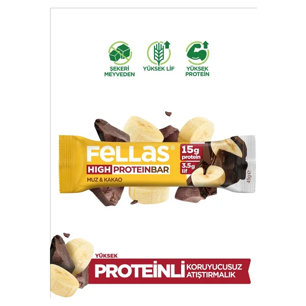 Fellas Yüksek Protein Bar - Muzlu 45 G X 12 Adet - Görsel 8