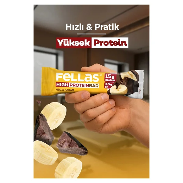 Fellas Yüksek Protein Bar - Muzlu 45 G X 12 Adet - Görsel 4