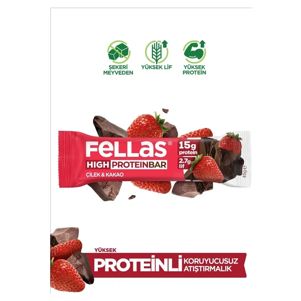 Fellas Yüksek Protein Bar - Çilekli 45 G X 12 Adet - Görsel 9