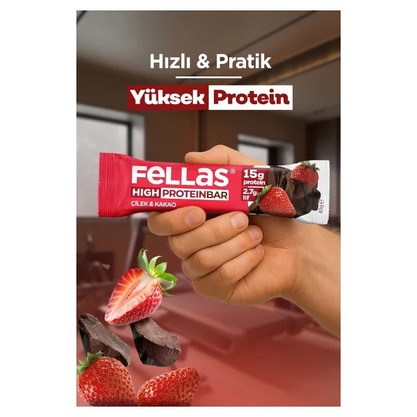 Fellas Yüksek Protein Bar - Çilekli 45 G X 12 Adet - Görsel 9
