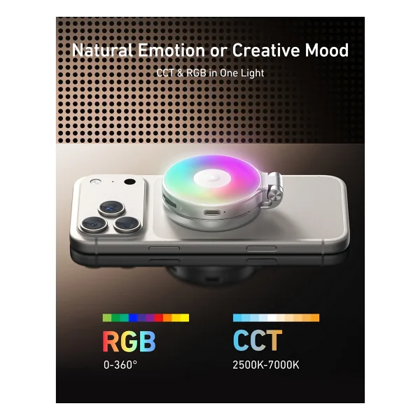 Telesin Magnetic RGB Selfie Ring Light - Magsafe Uyumlu RGB Aynalı Selfie Işığı - Görsel 7