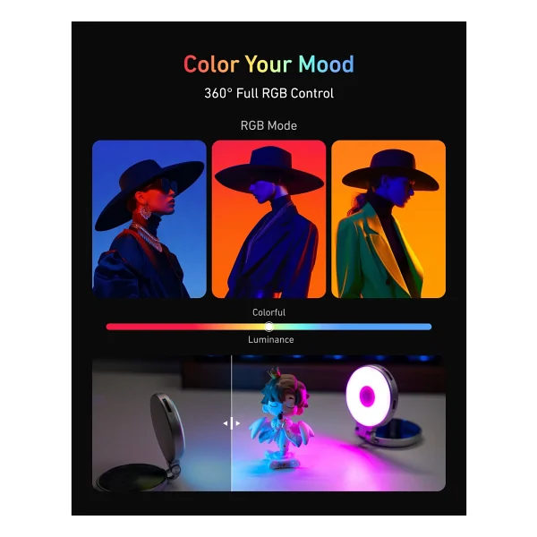 Telesin Magnetic RGB Selfie Ring Light - Magsafe Uyumlu RGB Aynalı Selfie Işığı - Görsel 10
