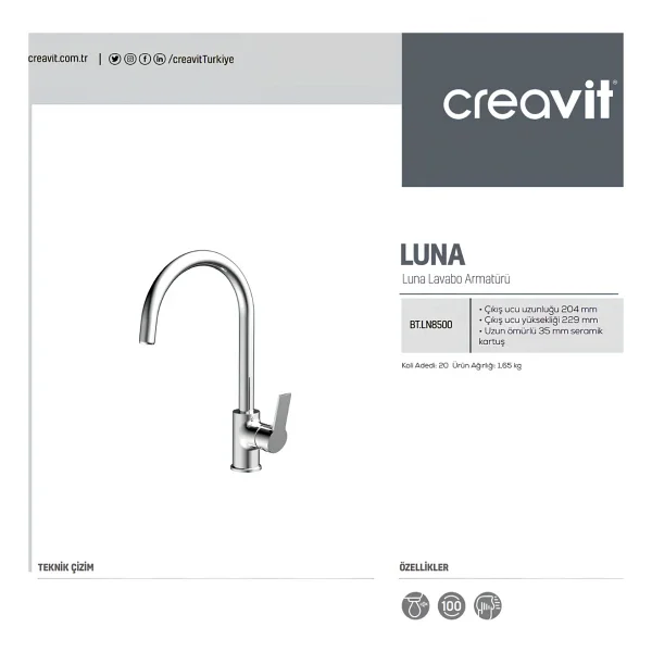 Creavit Luna Ln8500 Mutfak Bataryası - Görsel 2