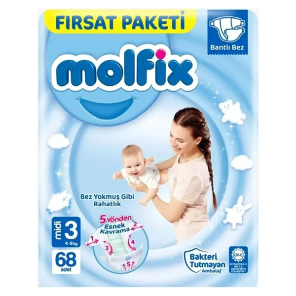 Molfix 3 Numara Midi 68'li Bebek Bezi - Görsel 8