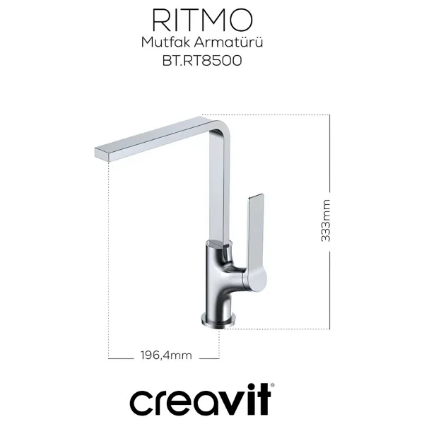 Creavit Ritmo Rt8500 Krom Mutfak Bataryası - Görsel 3