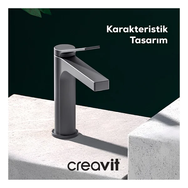 Creavit Rt1500gr Ritmo Metalik Gri Lavabo Bataryası - Görsel 9