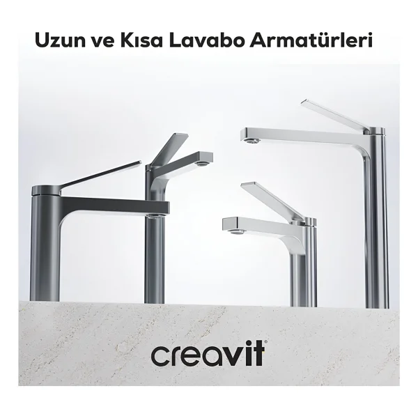Creavit Rt1500gr Ritmo Metalik Gri Lavabo Bataryası - Görsel 4