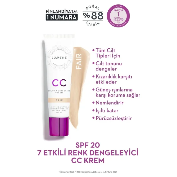 Lumene Cc Krem 7 Etkili Renk Dengeleyici Spf 20 30 Ml - Görsel 10