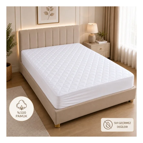 Formeya Pamukkale Alez Kapitone Fitted Yatak Koruyucu %100 Pamuk Alez (16 Ebat) - Beyaz - 100 X 200 Cm - Görsel 10