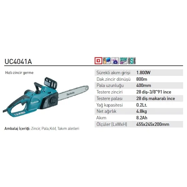 Makita Uc4041a 1800 W Elektrikli Motorlu Testere - Görsel 3