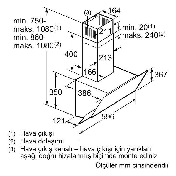 Bosch Dwk65ad60r Siyah Duvar Tipi Davlumbaz - Görsel 9