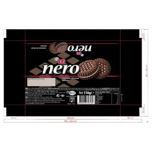 Eti Nero Kakaolu Kremalı Bisküvi 18x110 Gr - Görsel 6