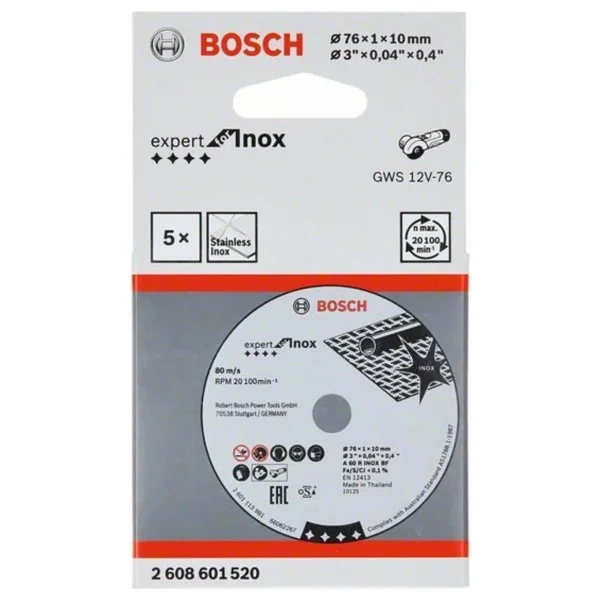Bosch 76x1x10mm Inox Kesme Diski (5'li Pkt) 2608601520 - Görsel 4