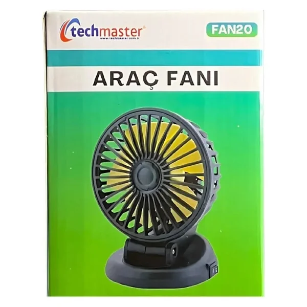 Techmaster Araç Araba Otomobil Mini Vantilatör Fan Pervane Soğutucu 12v Fan20 - Görsel 6