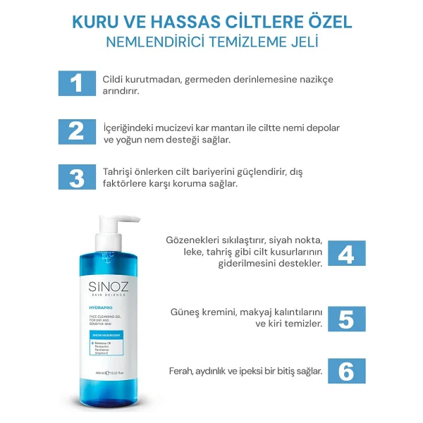Sinoz Hydrapro 400 Ml Yüz Temizleme Jeli - Görsel 3