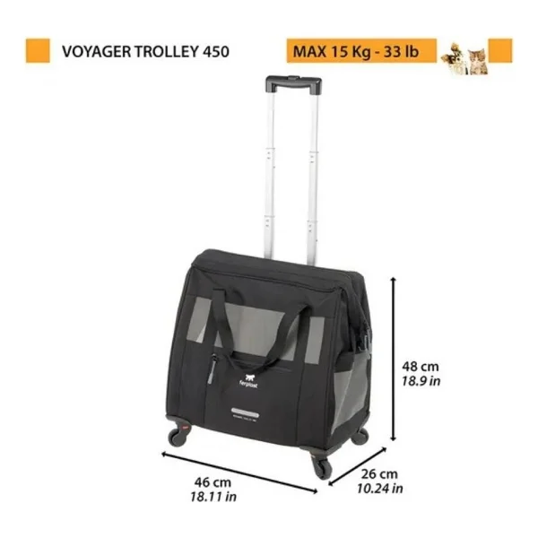 Ferplast Voyager 450 Kedi Ve Köpek Tekerlekli Taşıma Çantası Siyah 46x26x48 Cm Siyah - Görsel 2