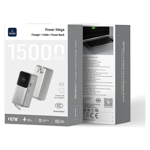 Wiwu Power Mega Pm-501 15000 mAh Hızlı Şarj Powerbank - Görsel 5