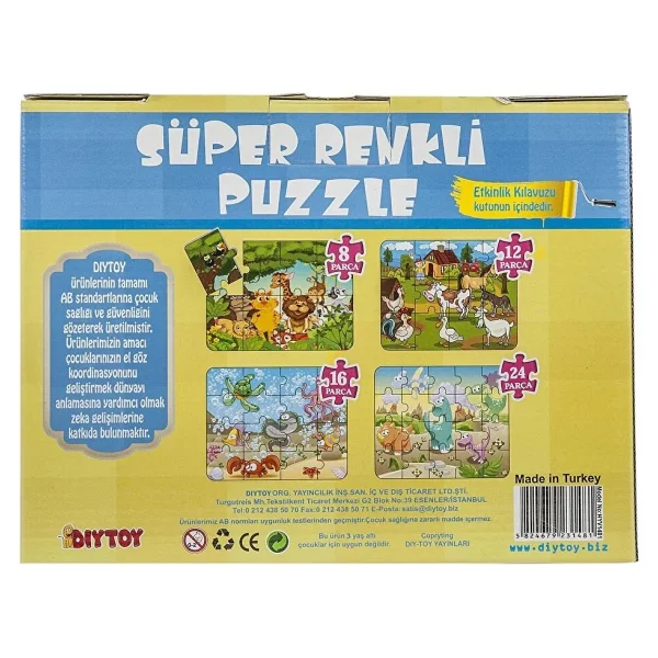 Diytoy Dıy Toy Hayvanlar Süper Renkli Puzzle 4ü 1 Kutuda - Görsel 6