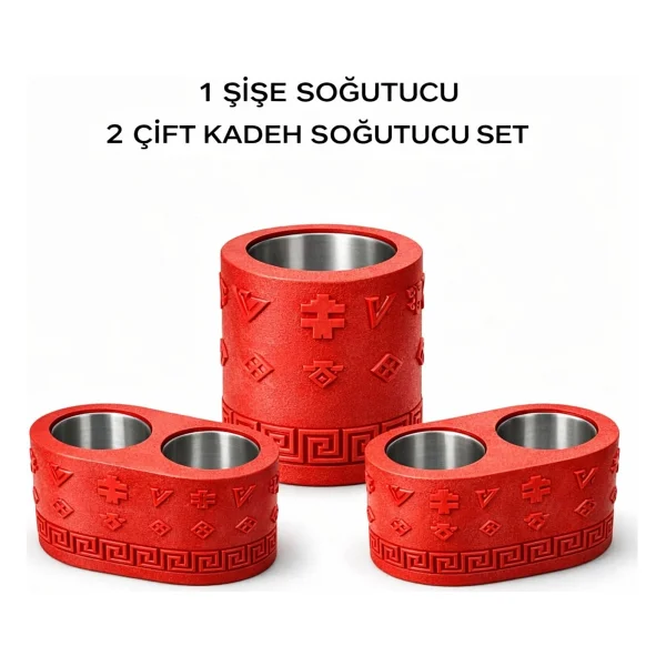 Mottopi Ehlikeyf Şişe Soğutucu Ve 2 Adet Çift Kadeh Soğutucu Ehlikeyf, Termojelli Şişe Soğutucu, Şarap, Rakı, Viski Kova Jelli - Şişe+2 Çift Kadeh Ehlikeyf - Görsel 8