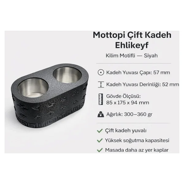 Mottopi Ehlikeyf Şişe Soğutucu Ve 2 Adet Çift Kadeh Soğutucu Ehlikeyf, Termojelli Şişe Soğutucu, Şarap, Rakı, Viski Kova Jelli - Şişe+2 Çift Kadeh Ehlikeyf - Görsel 2