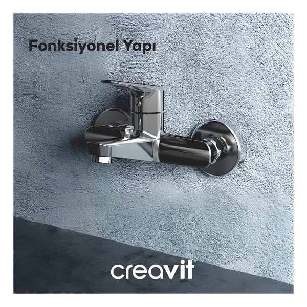 Creavit Bevel Batarya Seti 3'lü Banyo-Lavabo-Eviye - Krom - Görsel 7