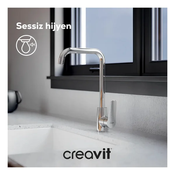 Creavit Bevel Batarya Seti 3'lü Banyo-Lavabo-Eviye - Krom - Görsel 8