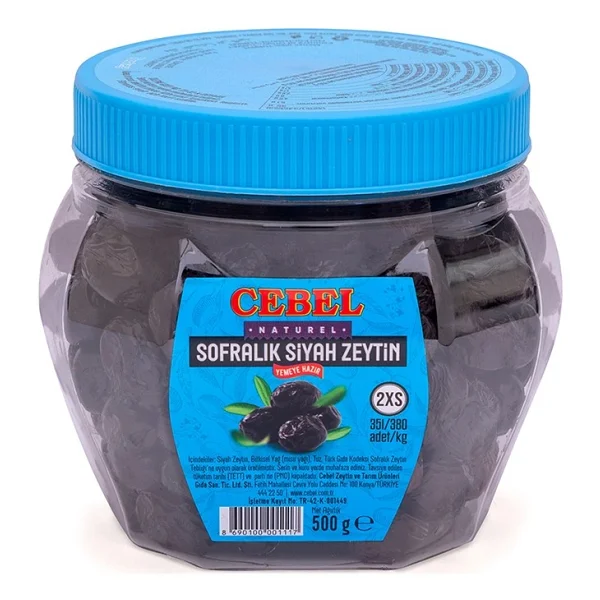 Cebel Siyah Zeytin 2xs 351-380 Kalibre 500 Gr Pet - Görsel 3