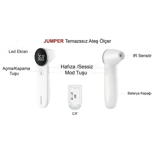 Jumper Temassız Ateş Ölçer Kızıl Ötesi Ve Alından Termometre Jpd-Fr204 - Görsel 6
