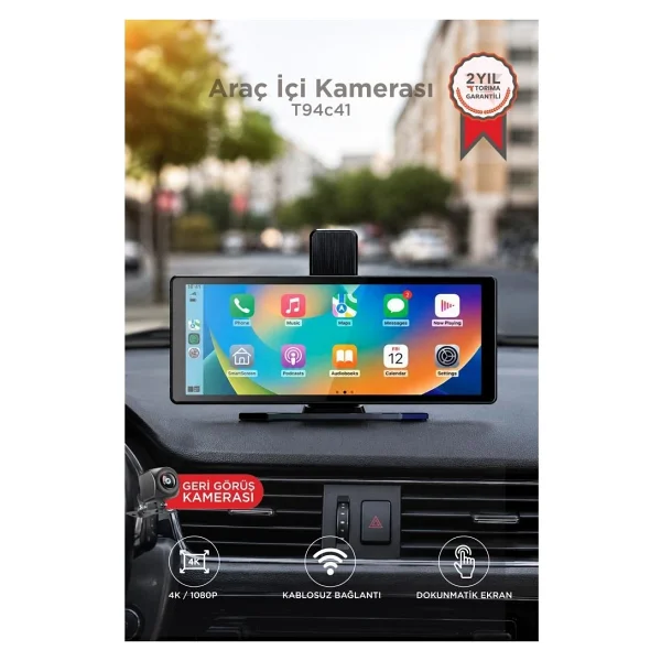 Torima T94c41 Wi-Fi Bluetooth 4K Carplay Ön-Arka Araç Kamerası - Görsel 2
