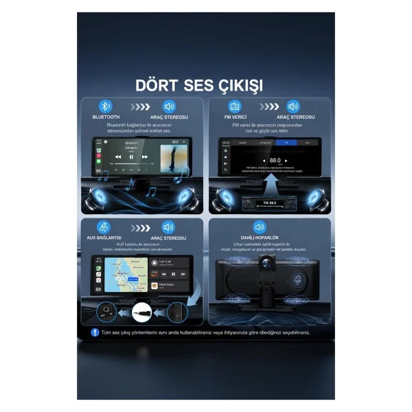 Torima T94c41 Wi-Fi Bluetooth 4K Carplay Ön-Arka Araç Kamerası - Görsel 5