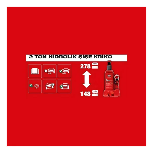 Attlas Atşk2 A1201001 2 Ton Hidrolik Şişe Kriko - Görsel 5