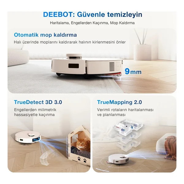 Ecovacs Deebot T30 Pro Omni Çöp İstasyonlu Akıllı Robot Süpürge - Görsel 7