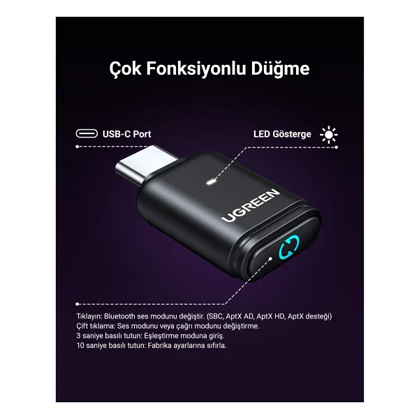 Ugreen 45008 Bluetooth Adaptör - Görsel 8