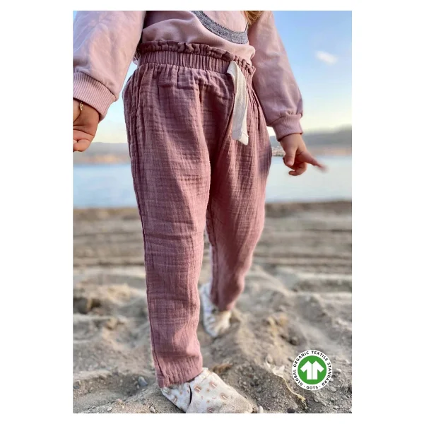 Cigit Organic Beli Fırfırlı Geniş Kesim Müslin Pantolon 1-8 Yaş Bakır - 12 - 18 Ay - Görsel 8