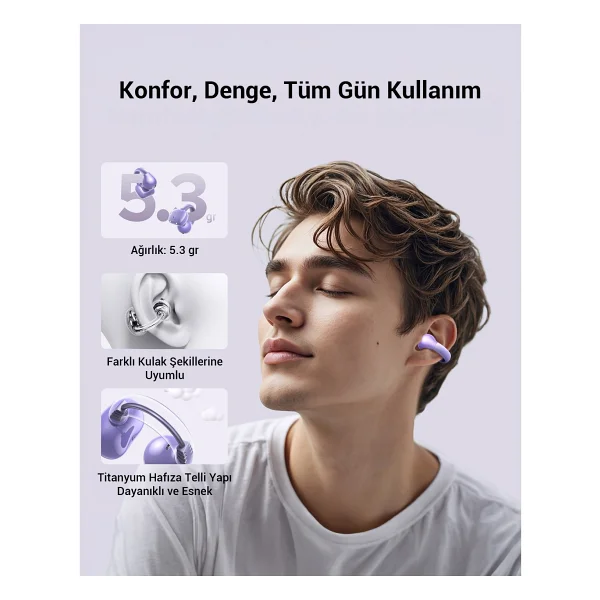 Ugreen Hitune S3 TWS Lila Kulak İçi Bluetooth Kulaklık - Görsel 2