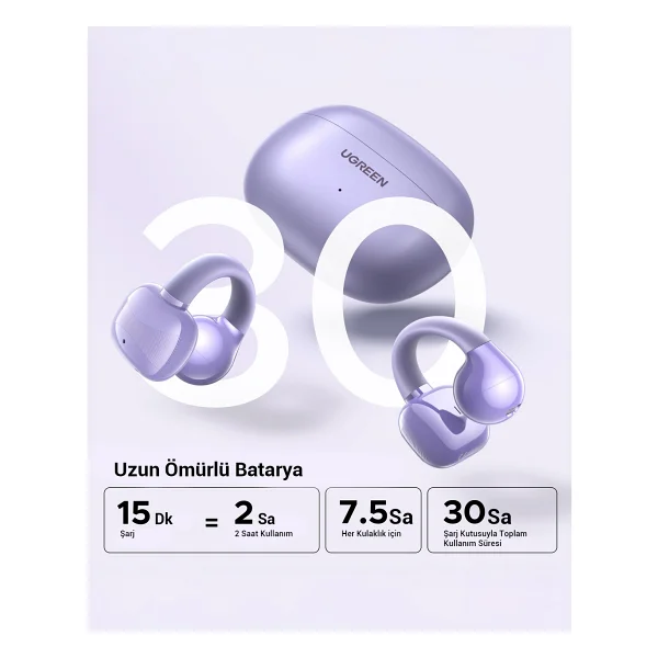 Ugreen Hitune S3 TWS Lila Kulak İçi Bluetooth Kulaklık - Görsel 5