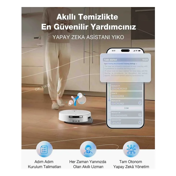 Ecovacs Deebot T90 Omni Çöp İstasyonlu Akıllı Robot Süpürge - Görsel 5